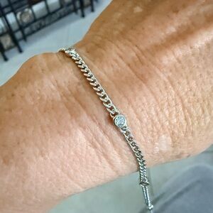 Sterling Silver Anklet with Clear Cubic Zirconia Stations